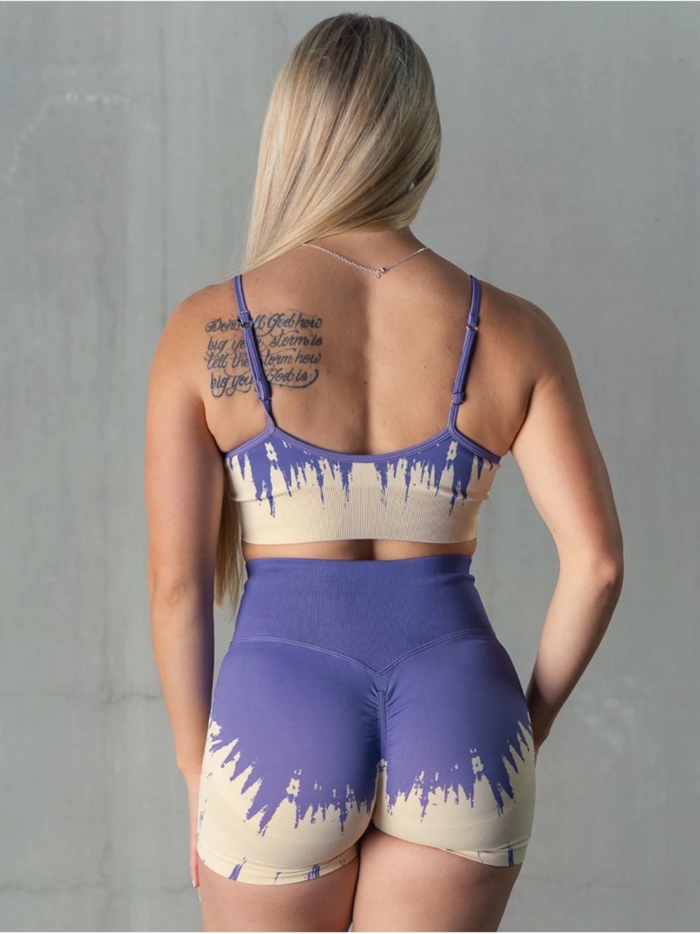 Kill Crew Purple & Cream Seamless Biker Short & Sport Bra Gym Set - Picture 6 of 8
